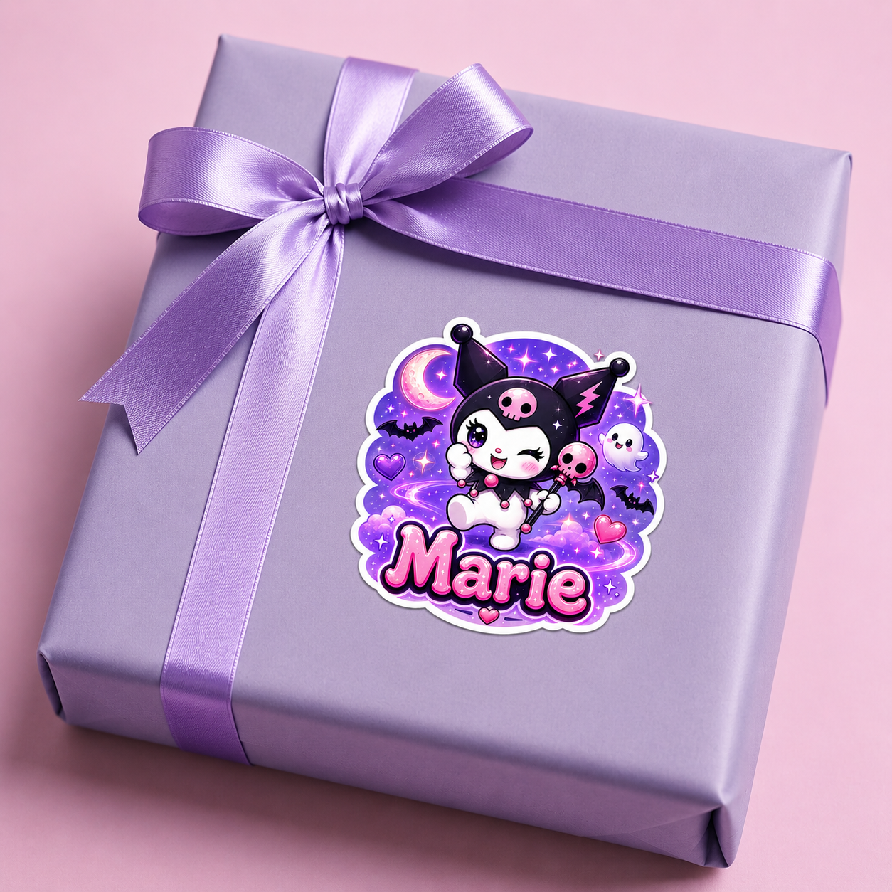 Autocollant Kuromi Magique Nuit Étoilée Violette et Rose