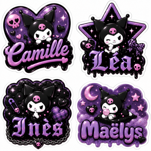 Autocollant 3D Kuromi Personnalisé Gothique et Kawaii