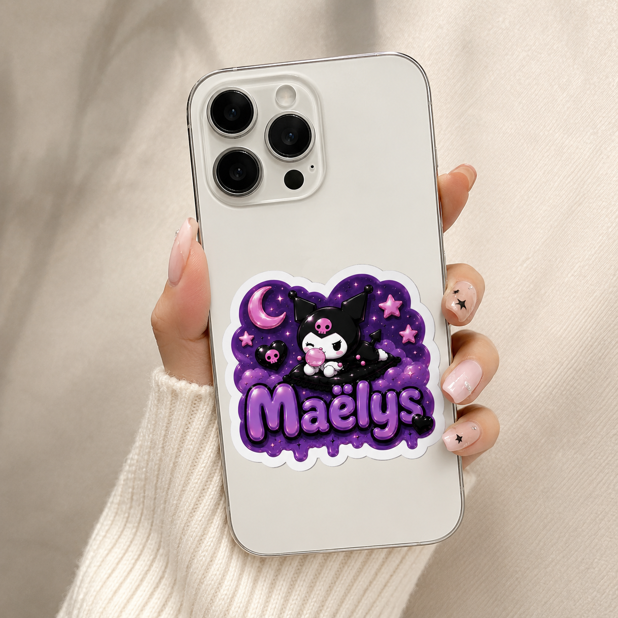 Autocollant 3D Kuromi Personnalisé Gothique et Kawaii