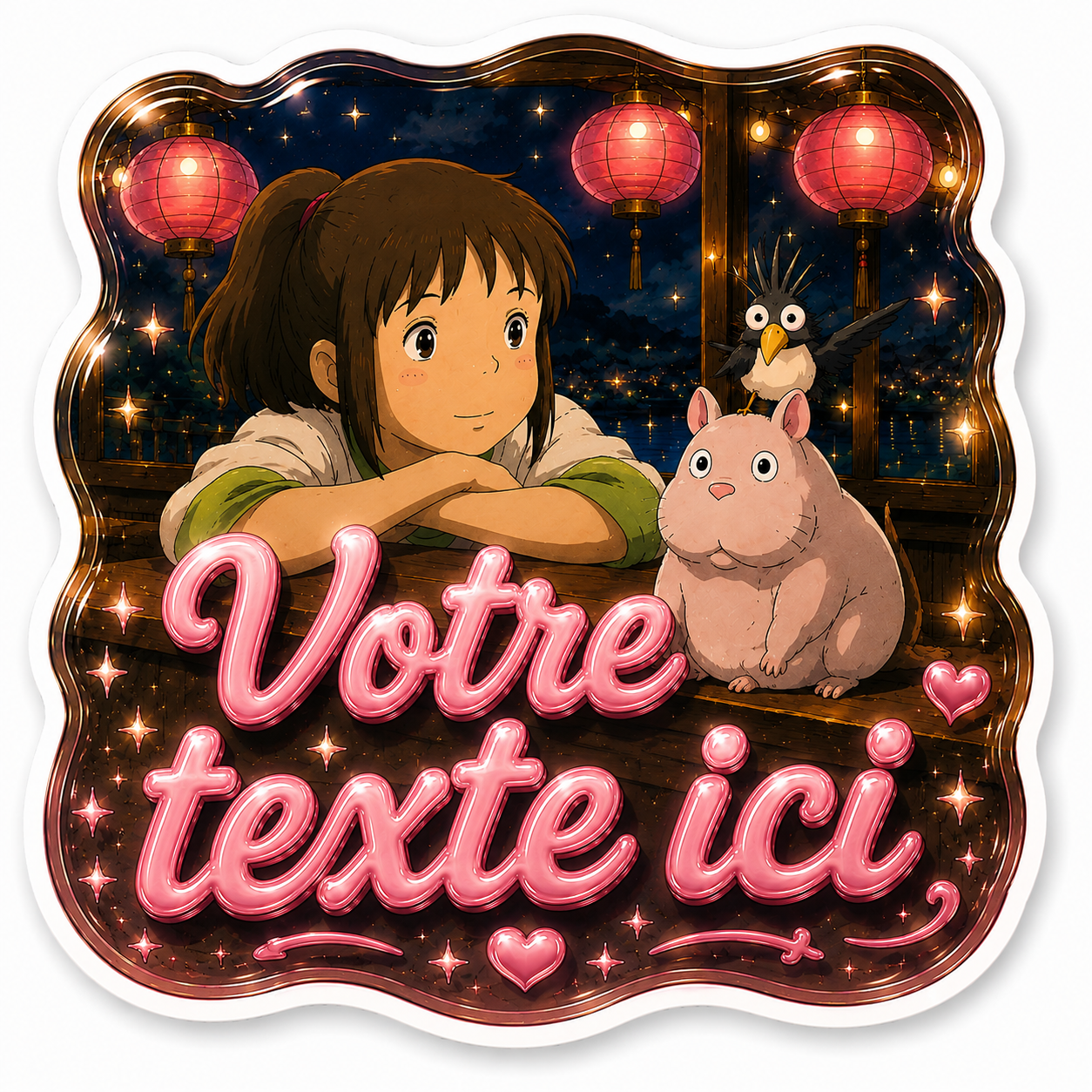 Autocollant Le Voyage de Chihiro, Bordure Ondulée Brillante