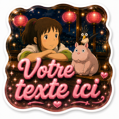 Autocollant Le Voyage de Chihiro, Bordure Ondulée Brillante