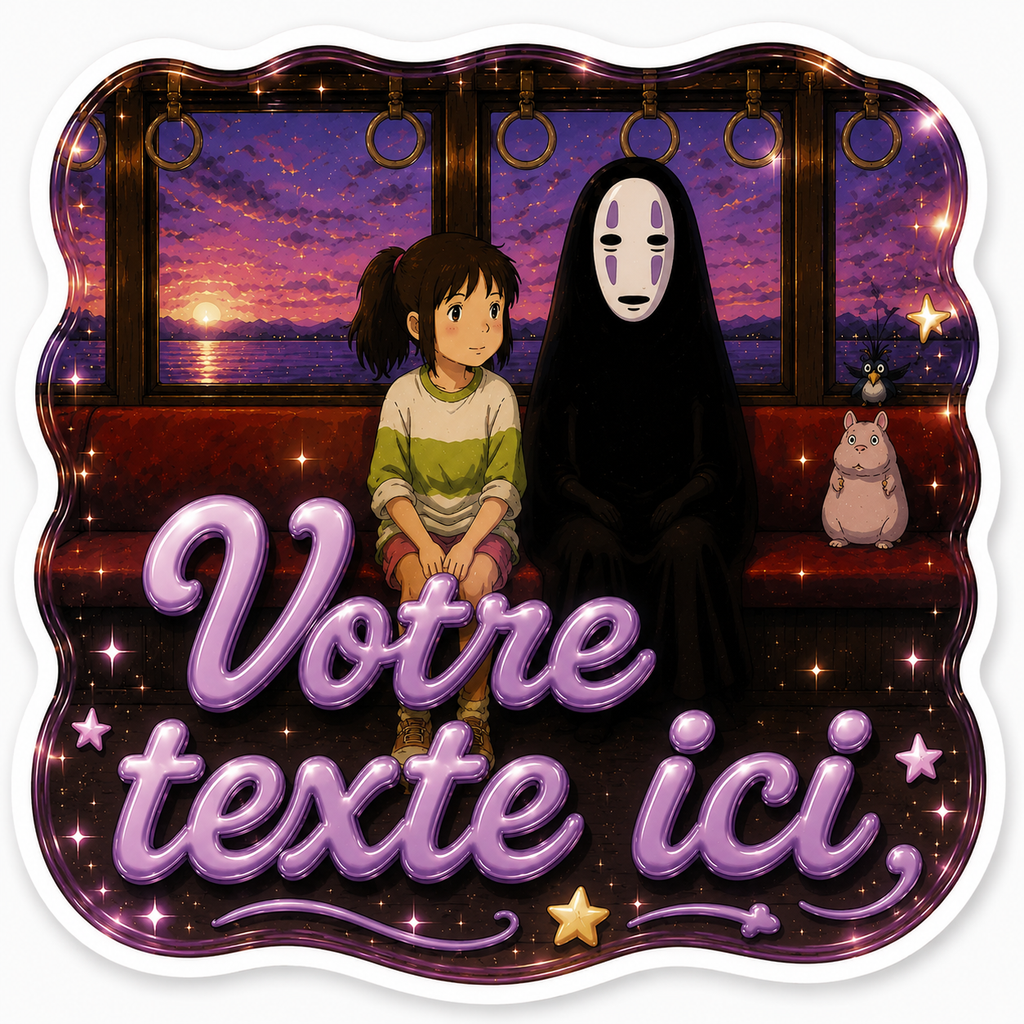 Autocollant Le Voyage de Chihiro, Bordure Ondulée Brillante