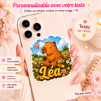 Autocollant Capybara Fleuri au Nom Camille