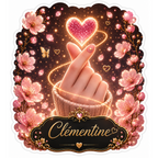 Autocollant Floral Scintillant Coeur Coréen Personnalisé