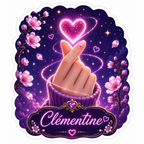 Autocollant Floral Scintillant Coeur Coréen Personnalisé