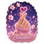 Autocollant Floral Scintillant Coeur Coréen Personnalisé