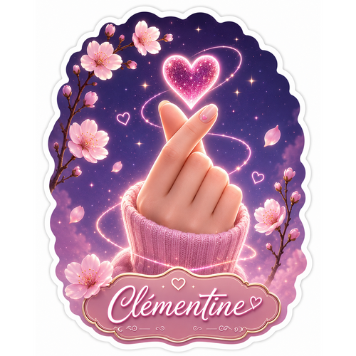Autocollant Floral Scintillant Coeur Coréen Personnalisé