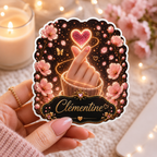 Autocollant Floral Scintillant Coeur Coréen Personnalisé