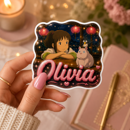 Autocollant Le Voyage de Chihiro, Bordure Ondulée Brillante