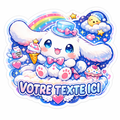 Autocollant Personnalisable Kawaii Chien Blanc à Chapeau