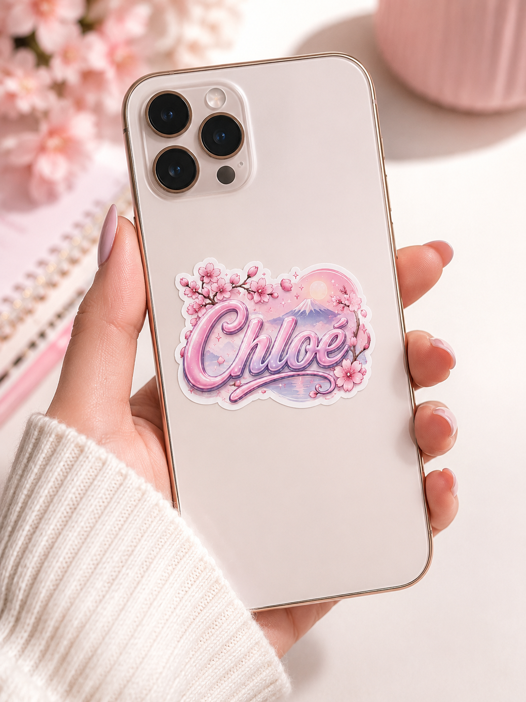 Sticker Prénom Emma Rose au Paysage Japonais Kawaii