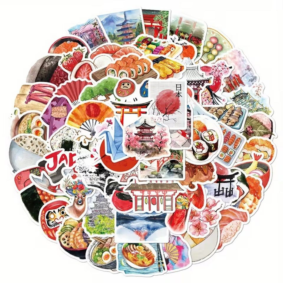 Stickers Thème Japon, Lot de 20 Pièces en Promo