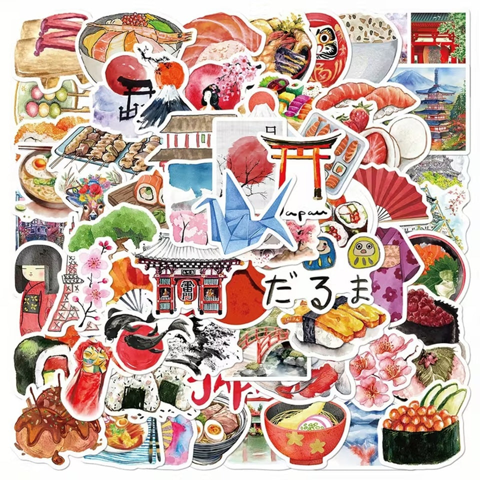 Stickers Thème Japon, Lot de 20 Pièces en Promo