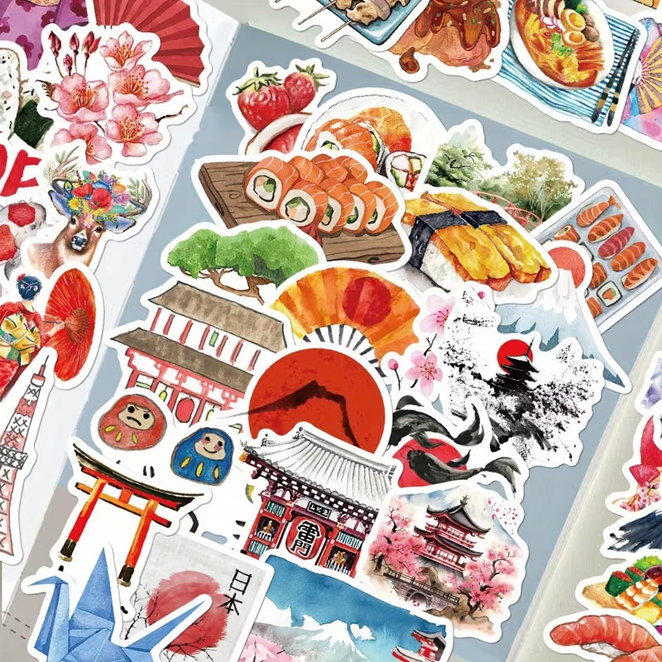 Stickers Thème Japon, Lot de 20 Pièces en Promo