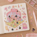 Kit de Papeterie Kawaii Patte de Chat Rose et Noir