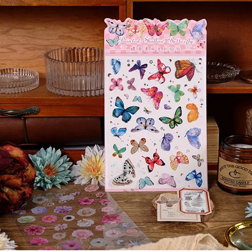 Planches de Stickers Papillons et Fleurs (Lot de 2)