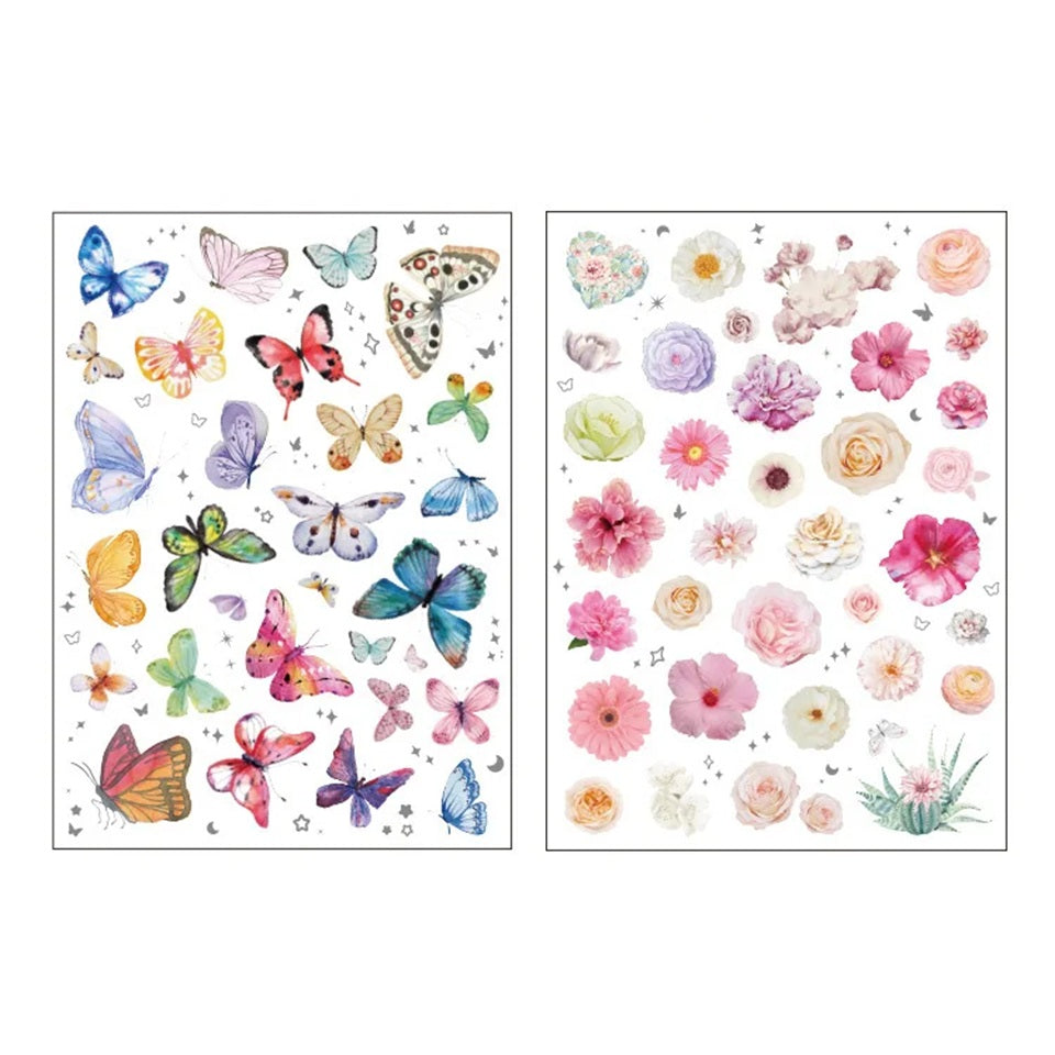 Planches de Stickers Papillons et Fleurs (Lot de 2)