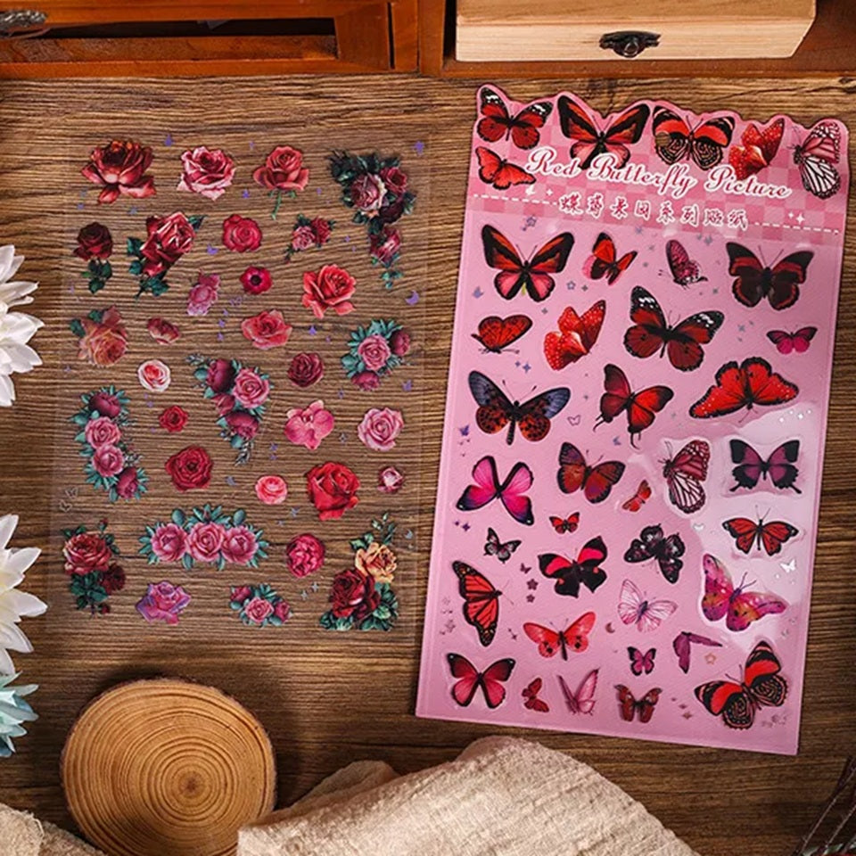 Planches de Stickers Papillons et Fleurs (Lot de 2)