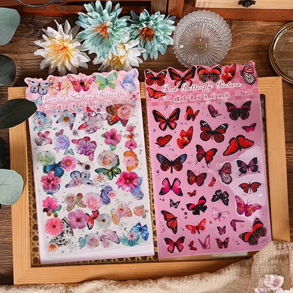 Planches de Stickers Papillons et Fleurs (Lot de 2)