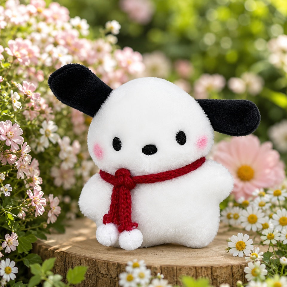 Peluche Pochacco Blanche avec Écharpe Rouge