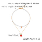 Collier Multirangs Perles et Fraises Rouge et Blanc
