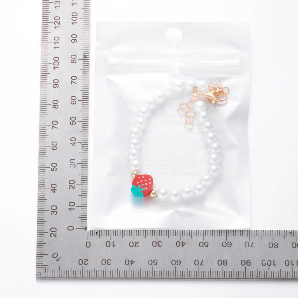 Collier Multirangs Perles et Fraises Rouge et Blanc