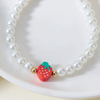 Collier Multirangs Perles et Fraises Rouge et Blanc