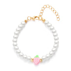 Collier Multirangs Perles et Fraises Rouge et Blanc