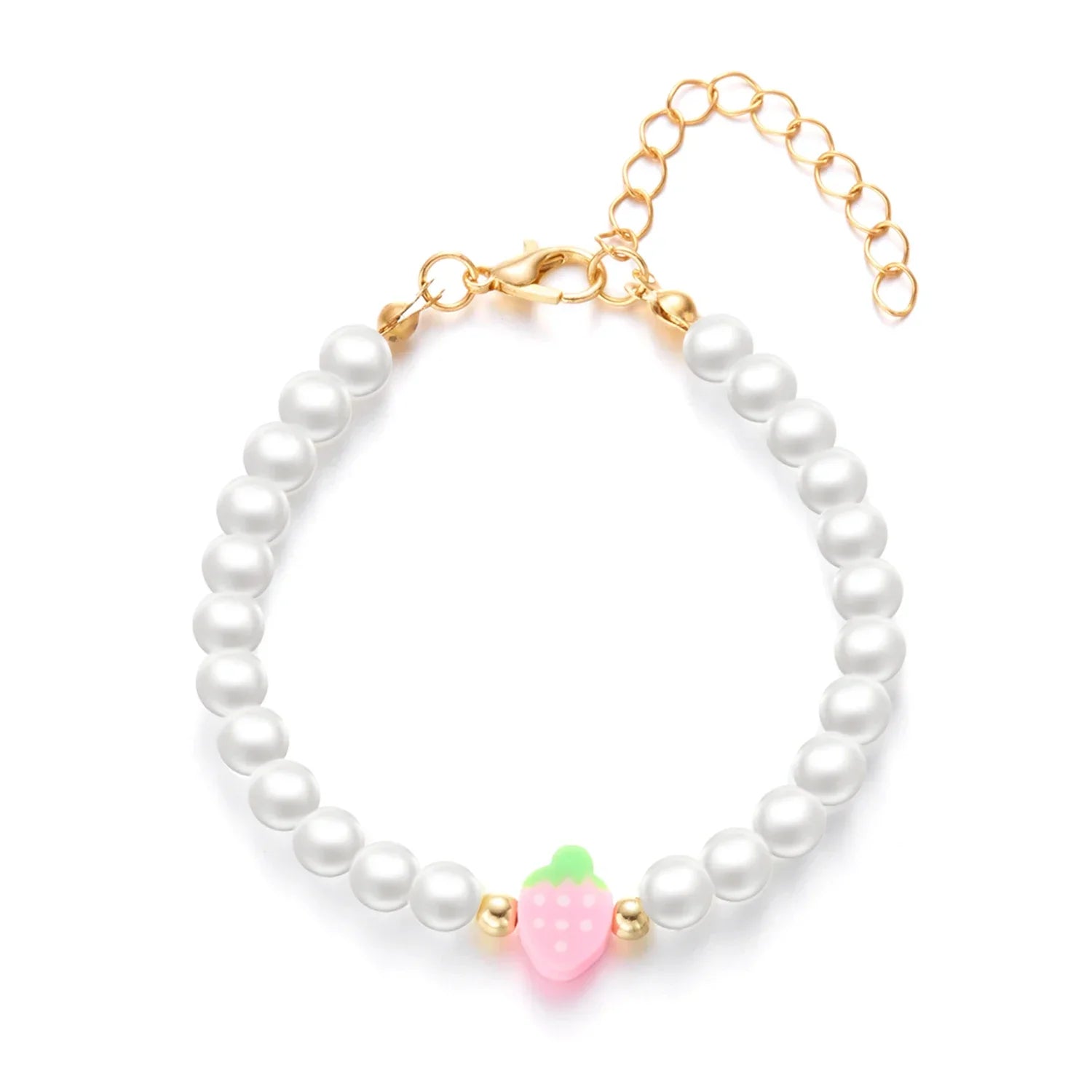 Collier Multirangs Perles et Fraises Rouge et Blanc