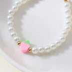 Collier Multirangs Perles et Fraises Rouge et Blanc