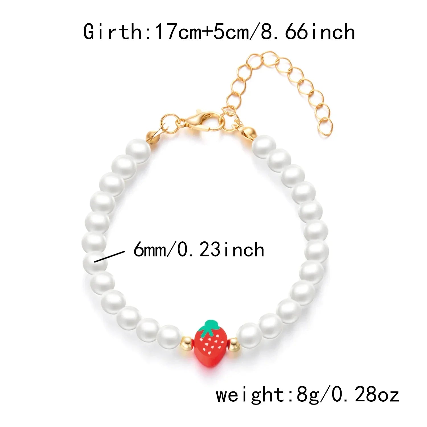 Collier Multirangs Perles et Fraises Rouge et Blanc