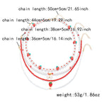 Collier Multirangs Perles et Fraises Rouge et Blanc