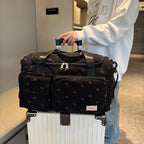 Sac Duffle en Velours Côtelé Écru à Fraises