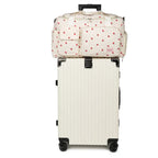 Sac Duffle en Velours Côtelé Écru à Fraises