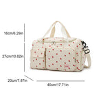 Sac Duffle en Velours Côtelé Écru à Fraises