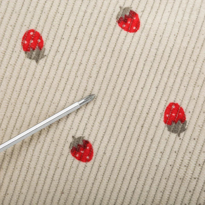 Sac Duffle en Velours Côtelé Écru à Fraises