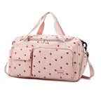 Sac velours côtelé motif fraise avec compartiment chaussures - Câlin Kawaii
