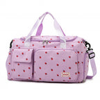 Sac velours côtelé motif fraise avec compartiment chaussures - Câlin Kawaii
