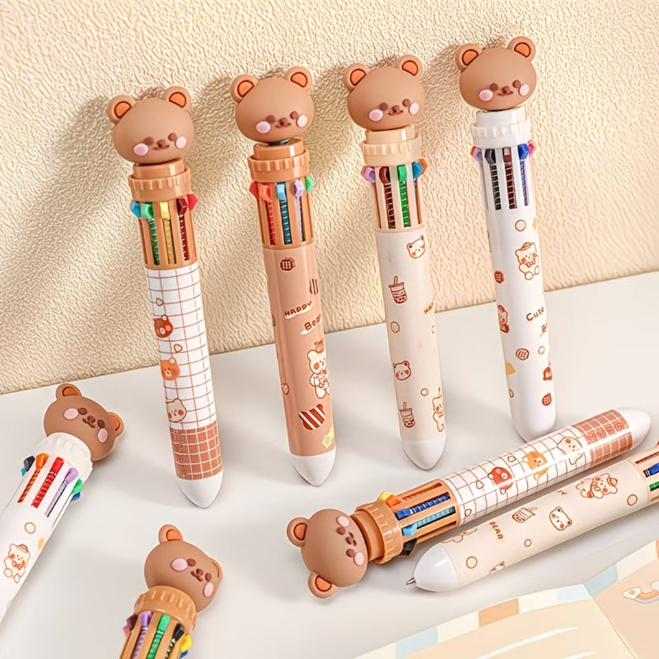 Stylo 10 Couleurs en Forme d'Ourson