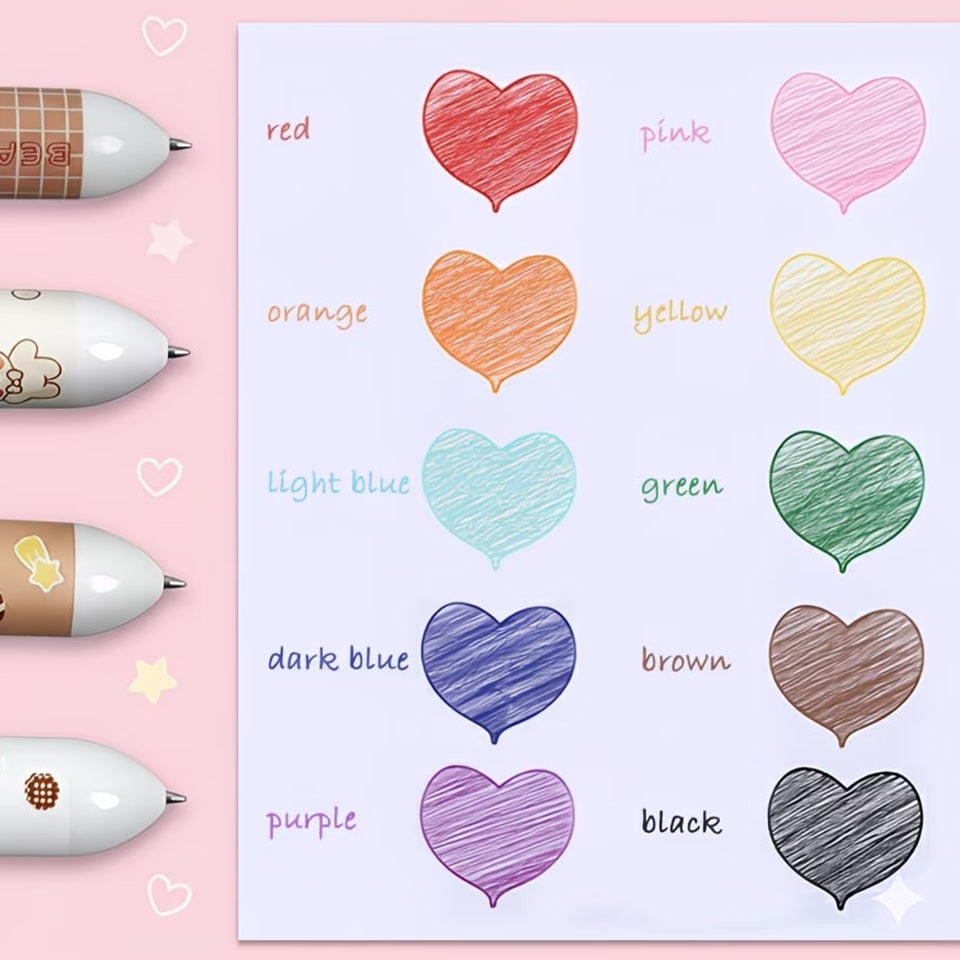 Stylo 10 Couleurs en Forme d'Ourson