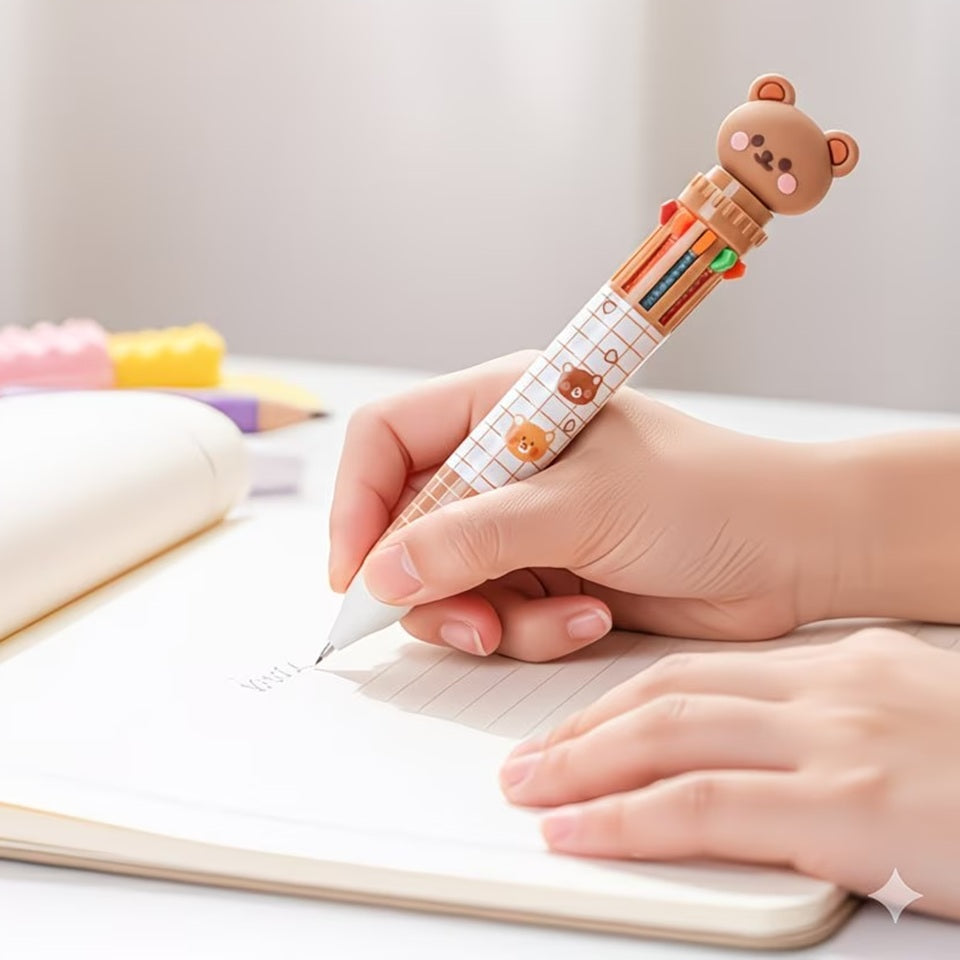 Stylo 10 Couleurs en Forme d'Ourson