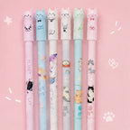 Stylos Gel Mignons à Têtes de Chat en Couleurs Pastel
