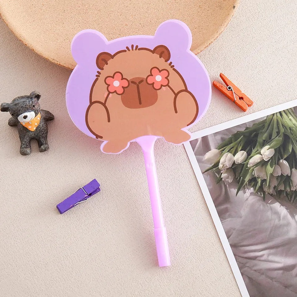 Stylo Capybara kawaii en Éventail Japonais