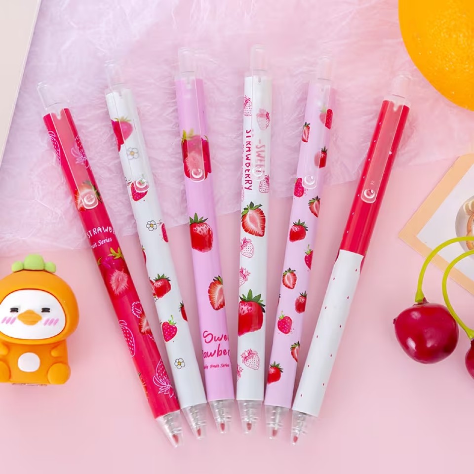 Stylo à Motif Fraise Coloré