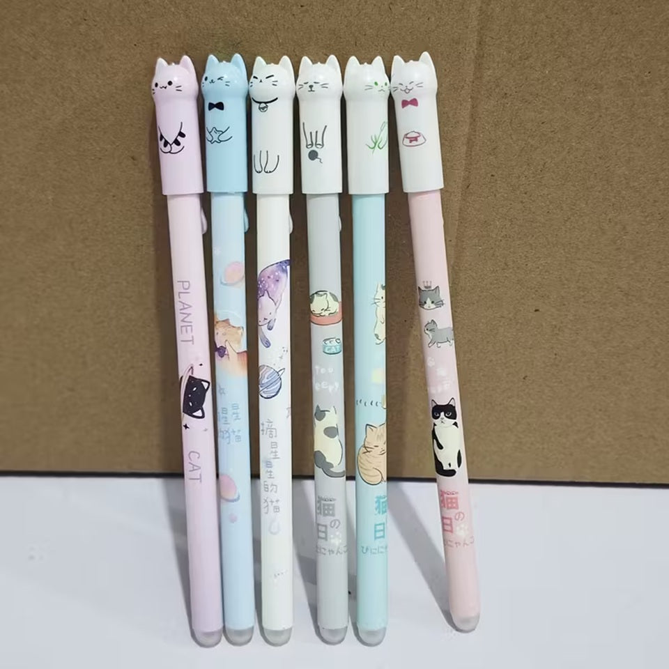 Stylos Gel Mignons à Têtes de Chat en Couleurs Pastel
