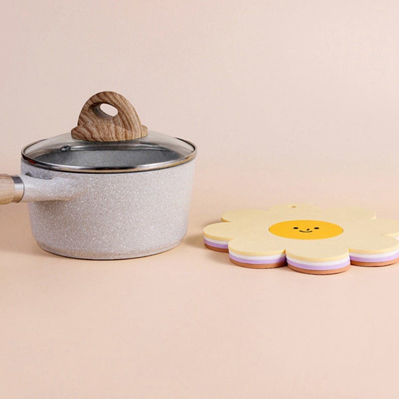 Sous-plat en Silicone Fleur Pastel à Visage Souriant