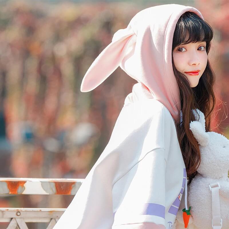 Sweat Kawaii en Coton Lapin Police