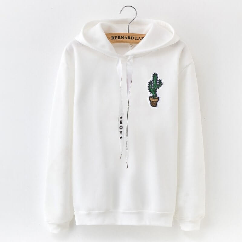 sweat kawaii cactus blanc