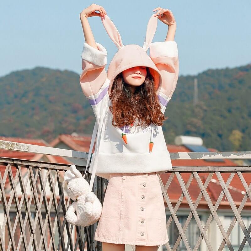 Sweat Kawaii en Coton Lapin Police