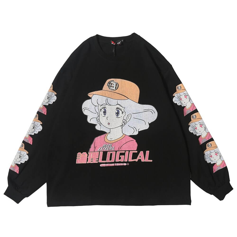 sweat kawaii logical noir femme